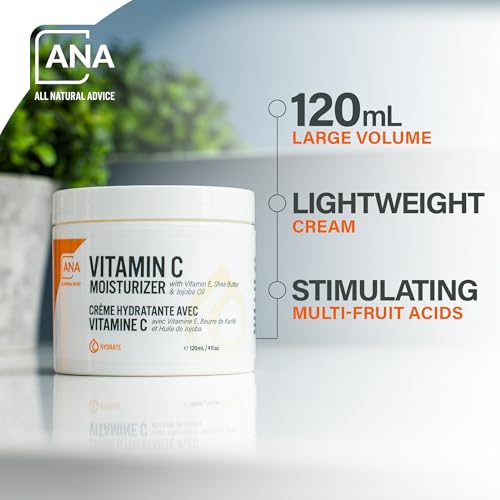 All Natural Advice Vitamin C Moisturizer for Face 120ml with Organic Botanicals, Vitamin E, Shea Butter, Jojoba Oil & Multi-Fruit Acids | Hydrating & Brightening Face Cream, Canadian Skin Care - Image 3