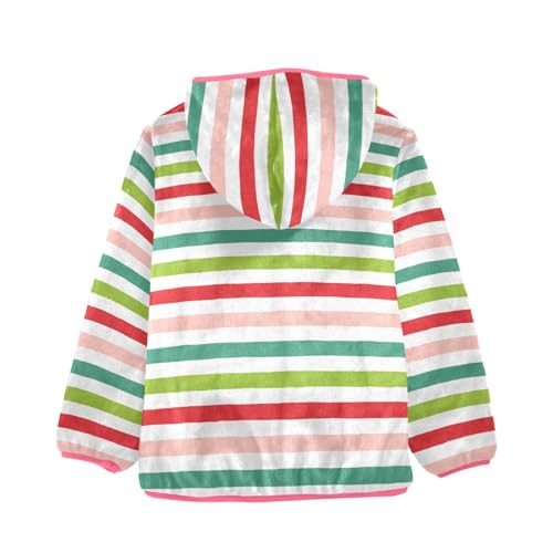 OTVEE Christmas Stripe Colored Kids Hoodie Jacket Fall Spring Full Zip Warm Outwear Coat2