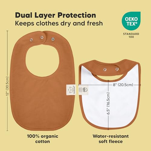 Image of 8-Pack Organic Baby Bibs for Boys, Girls - Soft Cotton Drooling and Teething Bibs for Baby Girl & Boy, Extra Absorbent, Easy To Clean & Put On for Toddler, Newborn, Infant 0-24 Months (Terracotta)