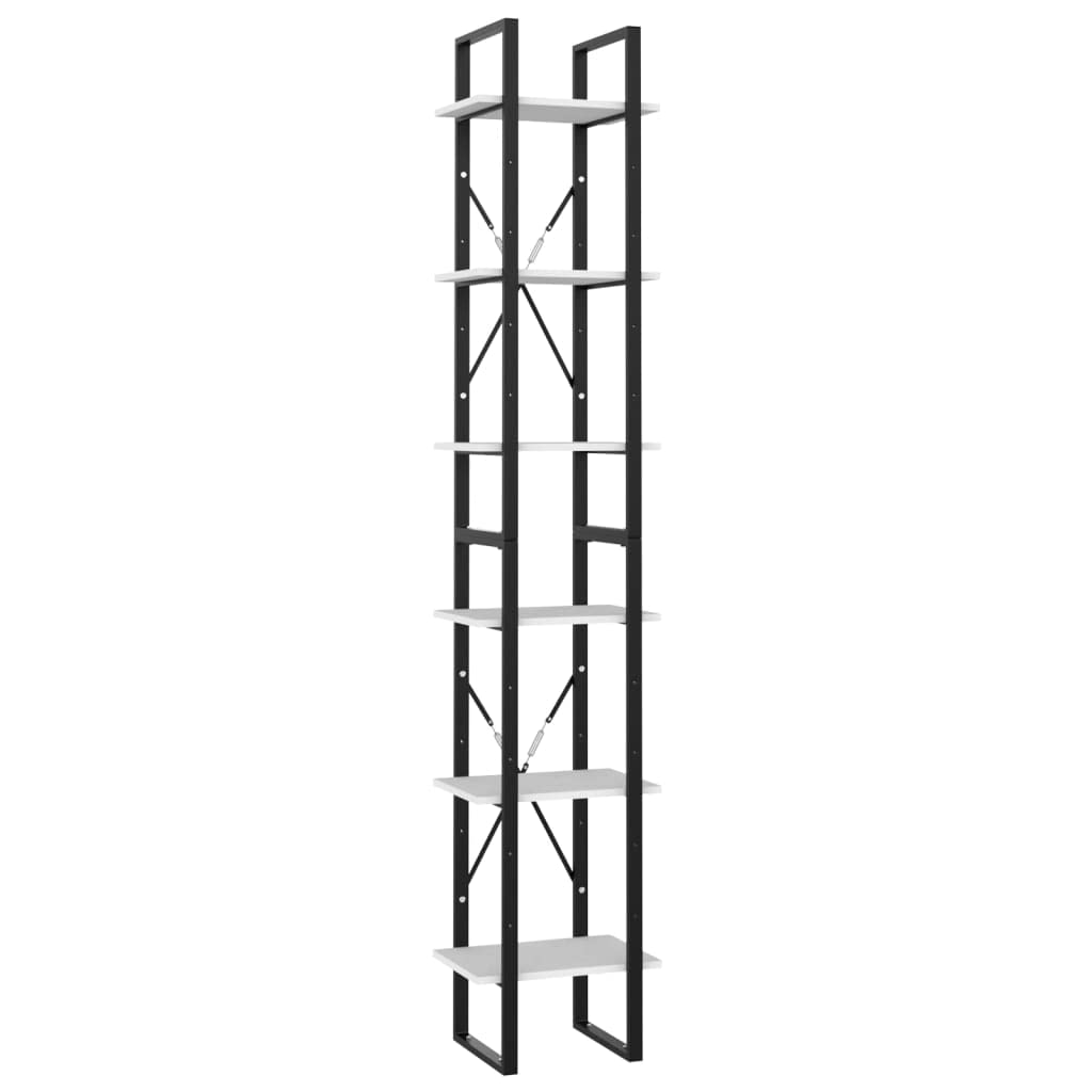 Estantería blanca 40 x 30 x 210 cm diseño industrial 6 compartimentos estrecho armario alto de madera para salón, cocina, balcón