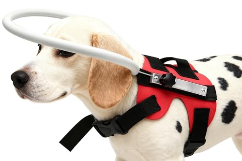 GabeFish Lightweight Adjustable Blind Ring for Dogs Cats, Pet Harness Guide Device Red Small