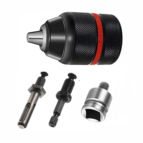 1.5-13mm Mandrine pour Perceuse Sans Clé à Serrage Automatique Mandrin 1/2''-20UNF Avec SDS-Plus Adaptateur Cover