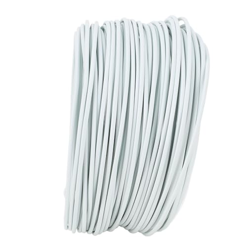 Galvanized Iron Tie Wire, Round Bendable Metal Wire 1.2mm x 28m for Telecommunication Industry, Rustproof, Flexible, Erosion Resistant, Smooth Finish, No Burrs, PVC Coated (White)