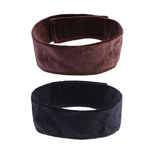 BCP 2PCS 21.5inch Black & Brown Elastic Velvet Wig Grip Band Adjustable Head Hair Band