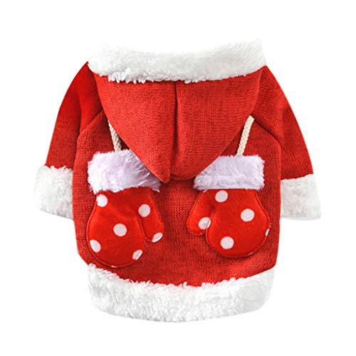 Fleece Lining Extra Warm Dog Hoodie in Winter,YAWEIE Small Dog Christmas Jacket Puppy Coats Sweater Knitwear with Hooded