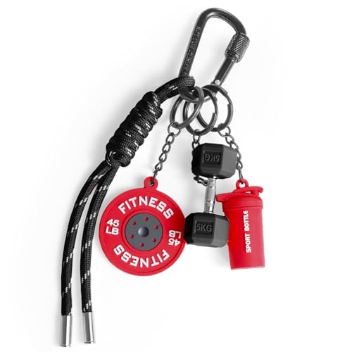Sinsiot Dumbbell & Weights Keychain Bag Purse Charms Gift for fitness Women and Men Cute Mini Car Key Chains for Gym