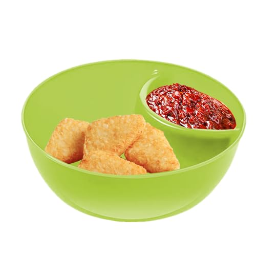 Bol divisé pour chips et trempettes, bols à croustilles et trempettes | Bol de service anti-humide pour collations, bol à frites avec dip, assiette à collation divisée, plat à sauce empilable
