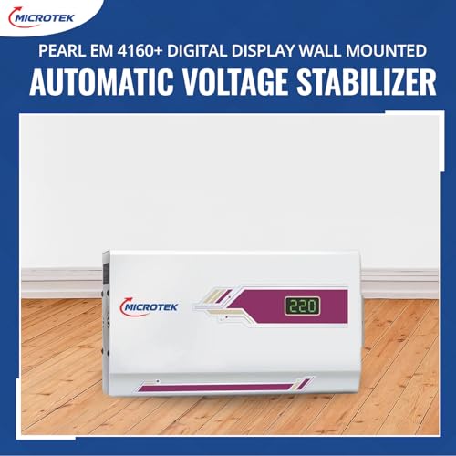 Microtek Pearl EM 4160+ Digital Display Wall Mounted Automatic Voltage Stabilizer Upto 1.5 Ton AC Air Conditioner Working Power 160V - 285±5V with 3 Year Warranty view 2