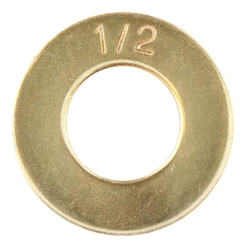 Image of 1 /2 inch (100 Pack) Grade 8 SAE Washer, Thru-Hardened, Yellow Zinc by Makers Bolt