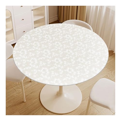 Mswborml Flores Manteles de Mesa Redonda con Bordes Elástica Mantel Redondo para Mesa Camilla Ajustada Protector para Mesa de Comedor Impermeable Mantel Lavable para Fiestas de Picnic,E,120cm/47in