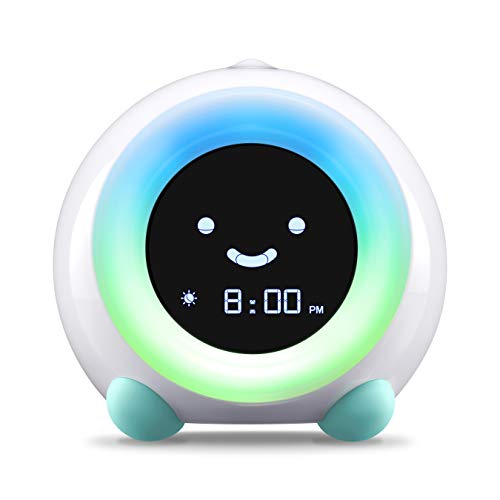 LittleHippo Mella: Ready to Rise Children’s Sleep Trainer, Night Light, Sound Machine and OK to Wake Alarm Clock for Toddlers and Kids – Arctic Blue