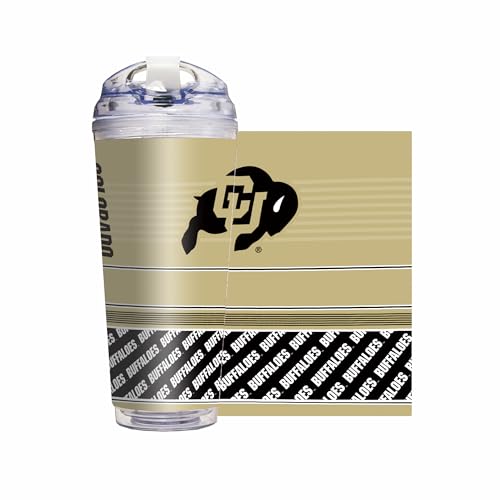 Rico Industries NCAA Colorado Buffaloes Standard 24oz Personalized Tumbler W/Hinged Lid - Team Colored Travel Tumbler - Keeps Drinks Cold or Hot