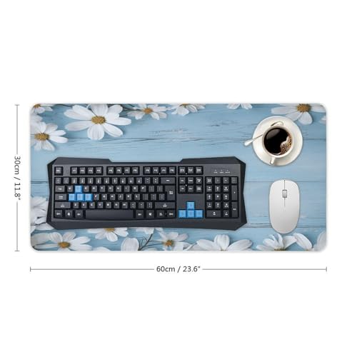 Mousepad grande de escritorio azul claro con base de goma miniatura 2