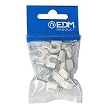 EDM E48007 Grapa Cable Manguera Tubular, Blanco, 2 x 1.5 Nº 1, 25 Unidades