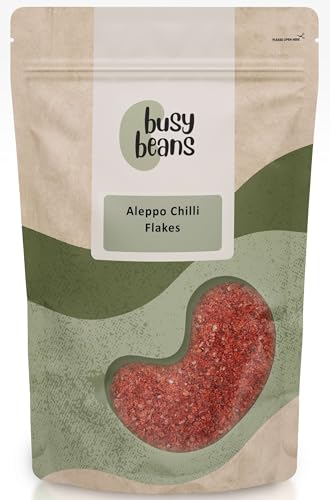 Aleppo Chilli Flakes (Pul Biber) 500g Turkish Pepper Flakes Mild Chilli Seasoning Middle Eastern Spice for Salads Mezze Vegetables & Cooking Busy Beans