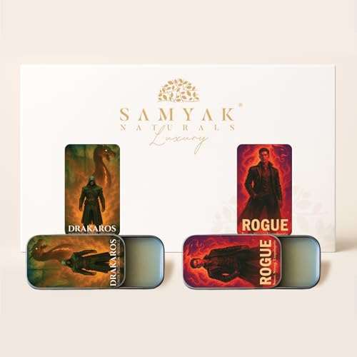 Image of Solid Perfume for Men Duo - Drakaros & Rogue | 10g x 2 (20g Total) | Long-Lasting Alcohol-Free Solid Cologne | Aromatic Citrus & Warm Vanilla Fragrance | Pocket Travel Perfume Balm for Men