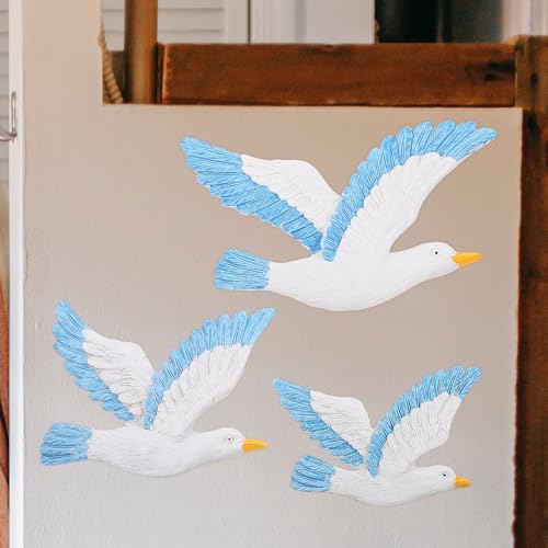 Décoration murale créative mouettes en résine 3pcs - 4