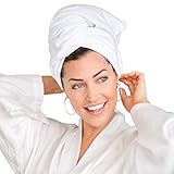 Microfiber Hair Towel for Women - Quick Anti Frizz Drying for Long or Curly Hair, Large (43' x 23'), White, Super Absorbent & Soft