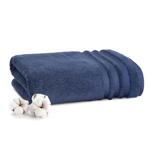 Image of MYTRIDENT Towels for Bath Large Size | Finesse Collection, 1 Piece Bath Towel | 75 cm x 150 cm | 625 GSM, Zero-Twist, Luxuriously Soft, 100% Cotton, Navy