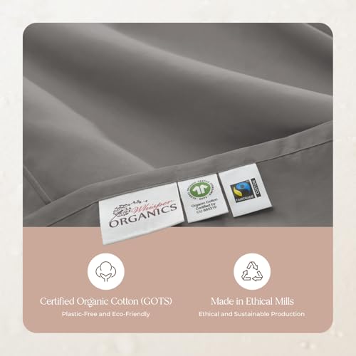 Image of 100% Organic Cotton Pillow Cases Standard Size Set of 2-100% Cotton Pillowcases GOTS Certified 300 Thread Count - Naturally Cooling Comfortable Breathable & Soft Pillow Cases (Stone, Standard)