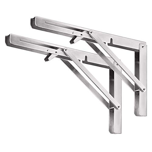 YouJia Soportes para Estantes Plegable, 2 Pcs Acero Inoxidable Bricolaje Soporte De Estante Para Servicio Pesado a Ahorrar Espacio con Tornillos (10 Pulgadas, Carga 80KG)