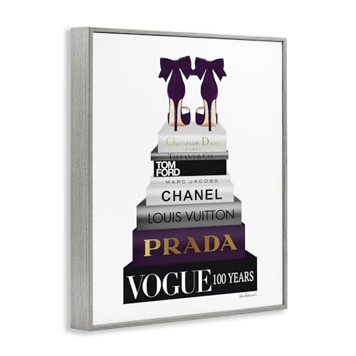Image of Fashion Designer Shoes Bookstack, 24 x 30 Inch Framed Giclee Print
