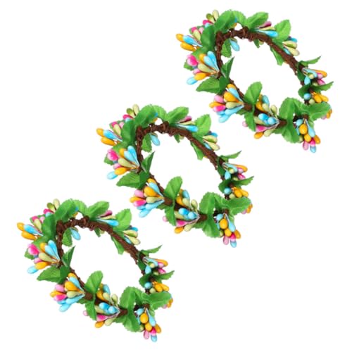 STOBAZA 3 Piezas Anillos para Velas de Pascua Unidades con Bayas Artificiales Coloridas Decoración Primaveral para Mesas Centros y Hogar