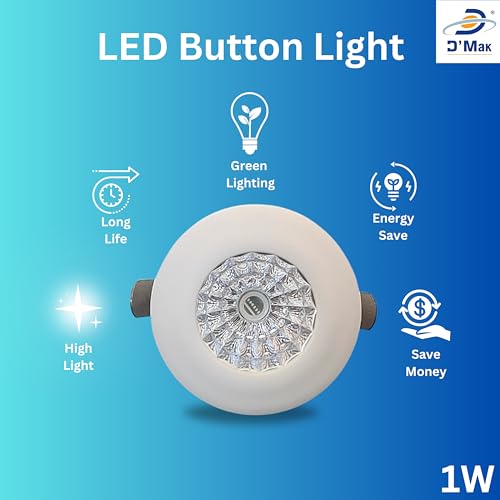 Image of D'Mak 1 Watt Round LED Button COB Blue Focus Light for POP /Recessed Lighting (Blue, Pack of 5)