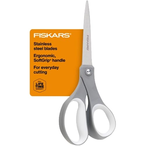 Fiskars All Purpose Scissors, High Performance Cutting, Stainless Steel Blades, Ergonomic and Comfort Handles, Perfect for Arts and Crafts and the Office, Scissors for Office