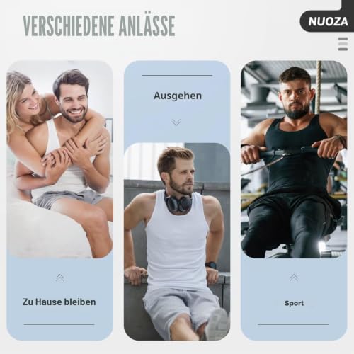 NUOZA Unterhemd Herren 3er Pack 100% Baumwolle Tank Top Ärmellos – Ansicht 6