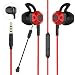 Gaming Earbuds,Headphones with Adjustable Mic Wired in-Ear Headphones E-Sport Earphones for Nintendo Switch, Xbox One, PS4, PC, Laptop, Cellphone with 3.5mm Jack(G100X, Volume Control) (Red)