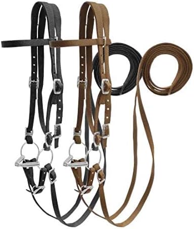 Showman Horse Size Nylon Headstall w/Snaffle Bit