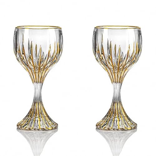 Puremagics Lot de 2 verres à vin en cristal peints à la main - 290 ml - Verre à vin rouge et blanc - 18,5 cm de haut - Verres à vin classiques durables pour fête.