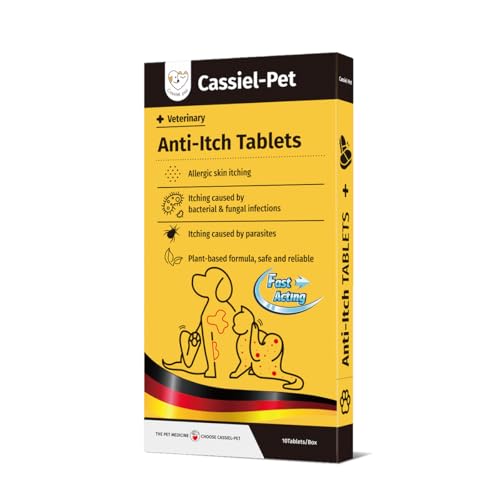 Cassiel pet Dog Allergy Relief Chews - Dog Itch Relief - Relieves Rash, Heals Wounds, Soothes Inflammation, Treats Bites, Scratches, Cat Wound Care - 10 Chews