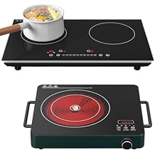 VBGK Double Induction Cooktop and Single Electric Stove Top Burner, 110V Electric Burner with 9 Heating Level,LCD Touch Screen,Child Safety Lock & Timer