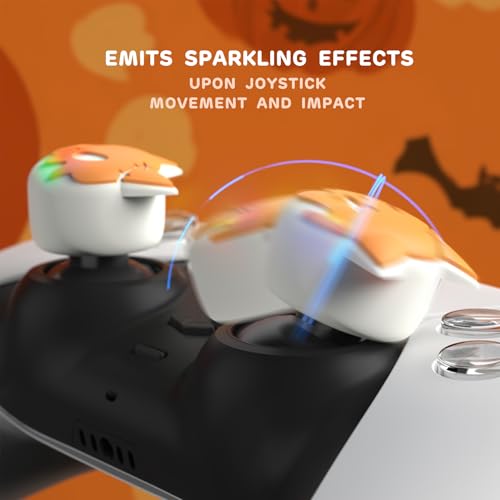 Image of PlayVital Cute Universal Illuminated LED Thumbstick Grips for ps5, for ps4, Joystick Caps for Xbox Series X /S, for Xbox One, Switch Pro Controllers, Joystick Protection - Tricky Kitty & Dorky Kitty