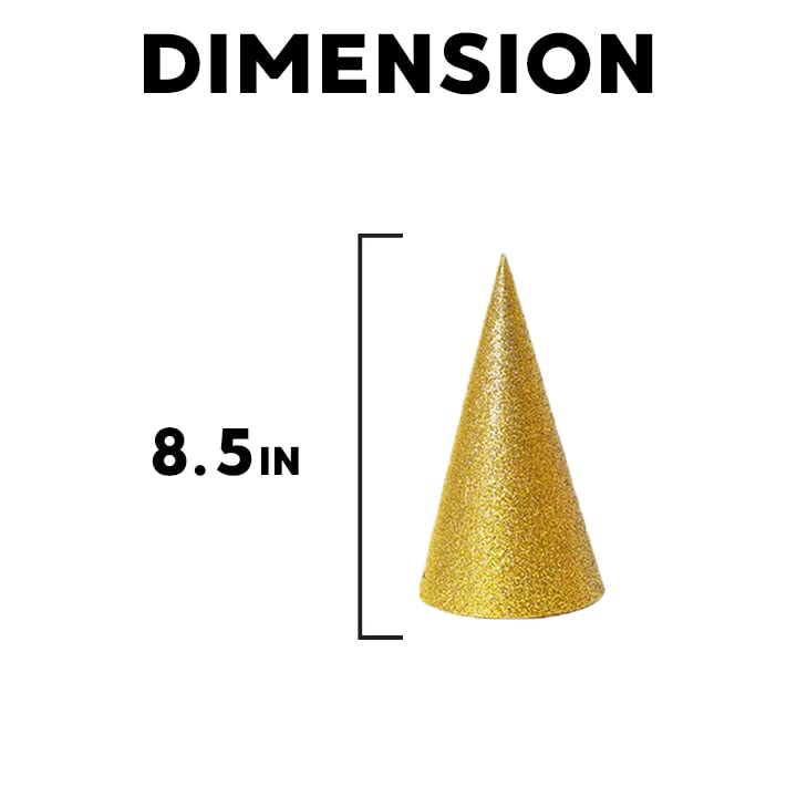 Image of Festiko Gold Glitter Cone Party Hats (30 Pcs), Theme Birthday Supplies, Return Gifts for Kids, Gift Accessories, Party Items, Paper Cone Party Hats /Cap, Party wearables