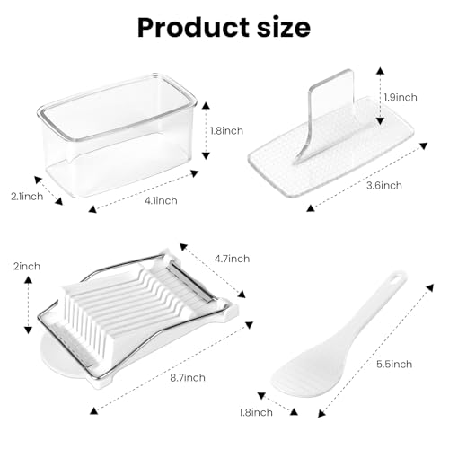 Image of Musubi Press Mold Kit, 2 Pack Non-Stick Musubi Maker Press with Luncheon Meat Slicer & Rice Paddle, DIY Authentic Hawaiian Musubi Making Set for Home Kitchen (Clear)