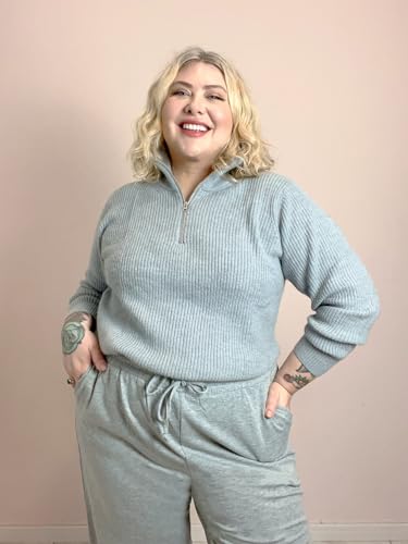 Image of TIYOMI Women Plus Size Tops Long Sleeves Mock Neck Sweaters Knit Pullover Sweater Adjustable Zipper Fall Autumn Winter Shirt