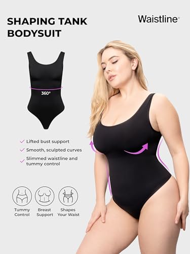 WAISTLINE Women's Sleeveless Bodysuit - Seamless Tummy Control Shapewear Body Suit - Sculpting Snatched Waist Shaper (Nude L)