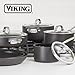 Viking Pots and Pans Set Non Stick, 10 Piece Hard Anodized Kitchen Cookware with Glass Lids, Black