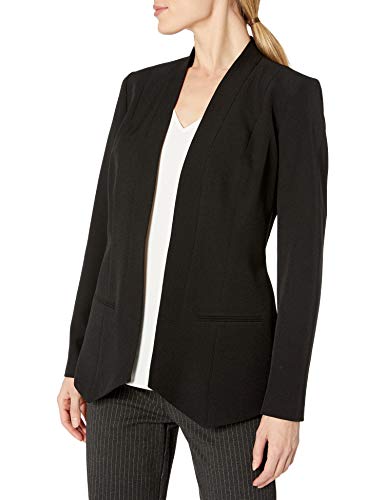 Kasper Women's Solid Flyaway Shawl Jacket, Black, 4