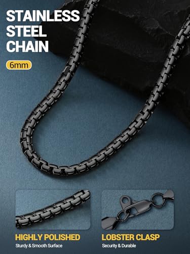 Image of PROSTEEL Stainless Steel Flat Box Link Chain Necklace for Men