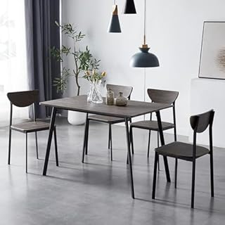 mcc direct Dining Table and Chairs Set Metal Wood Effect Table Dining Set 4 Chairs Blake - Grey