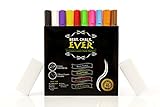 Premium Chalkboard Markers - (2 Bonus Chalk Ink ERASERS Included) Pack of 10 Vibrant Chalk Pens - Great for Windows, Labels, Glass, Bistro, and Blackboards - 4.5mm Reversible Tip