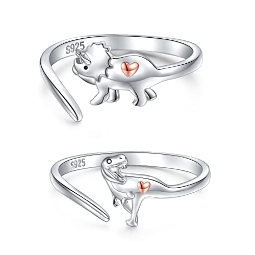 Yearace Sterling Silver Couples Rings - Matching Heart Promise Rings for Him & Her