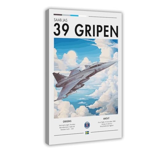Impression sur toile Saab JAS 39 Gripen tableau mural de chambre