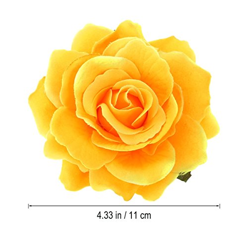 Binaryabc Artificial Rose Flower Hairpin Hair Clips,Flower Brooch For Women Party (Yellow) #TOP5
