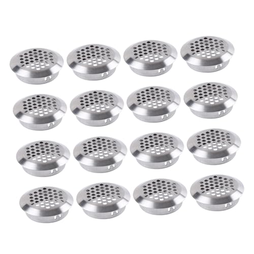 OUNONA 50 piezas Rejillas Redondas de Ventilación de Acero Inoxidable Cubiertas para Orificios de Armarios y Zapateros Resistentes la Oxidación y Bloqueo para Muebles y Ventilación