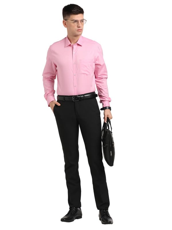 Image of Turtle Men 100% Cotton Slim Fit Lemon Solid Formal Shirt